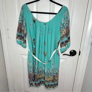 BNWT Pinkblush Teal Floral 3/4 Sleeve Dress Maternity Sz S Boho Preppy Pregnant